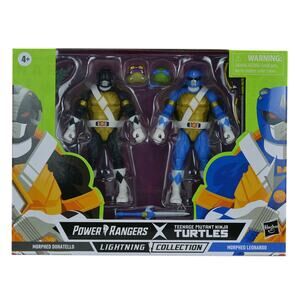 Power Rangers X TMNT Donatello Black and Leonardo Blue Action Figures In Hand